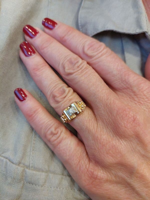 BAGUE DIAMANT ANNÉES 50' — vue 2
