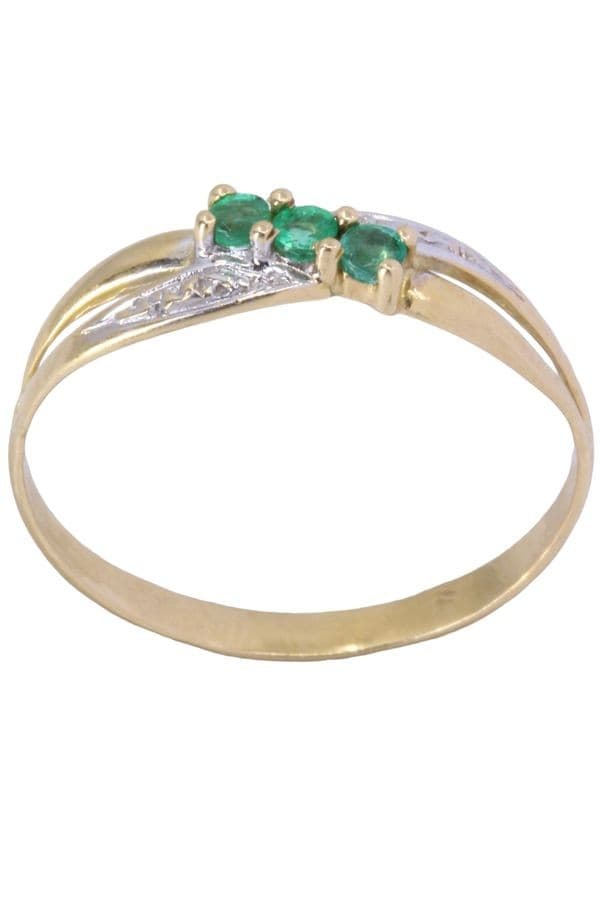 BAGUE MODERNE ÉMERAUDES — vue 1
