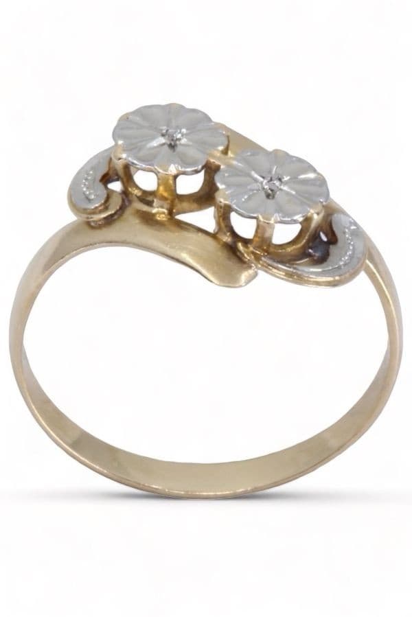 BAGUE 2 ORS ART-NOUVEAU — vue 1