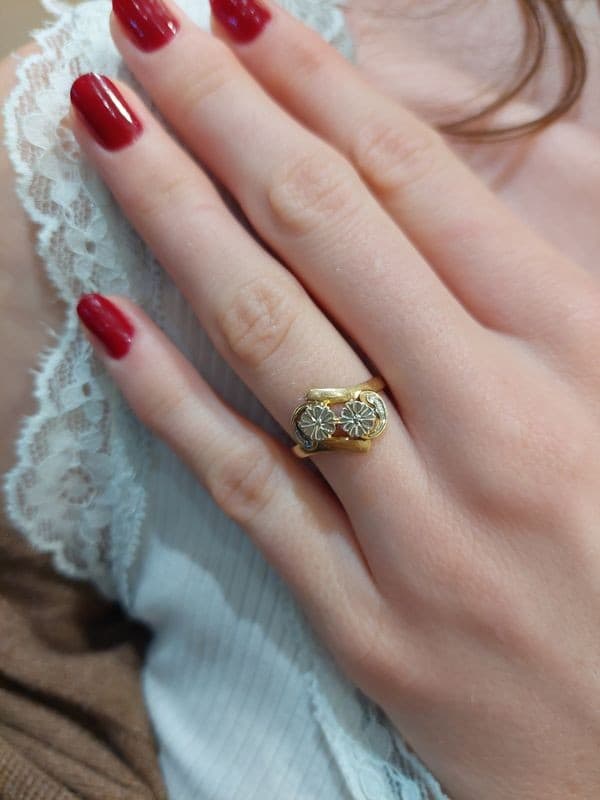 BAGUE 2 ORS ART-NOUVEAU — vue 2