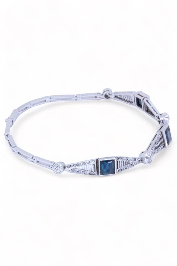 BRACELET ART-DÉCO SAPHIRS ET DIAMANTS — vue 3