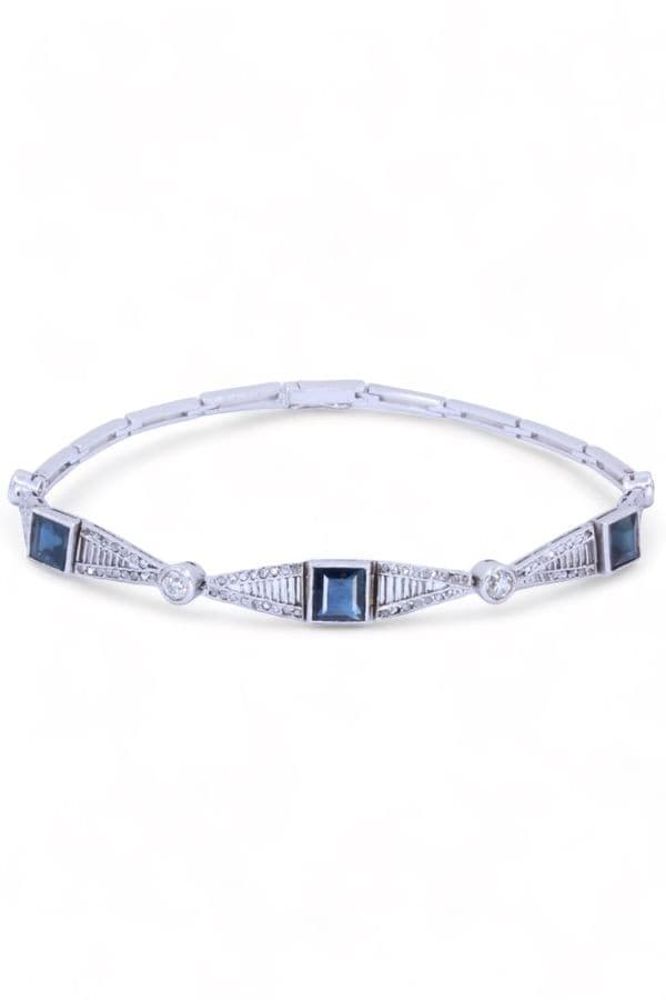 BRACELET ART-DÉCO SAPHIRS ET DIAMANTS — vue 1