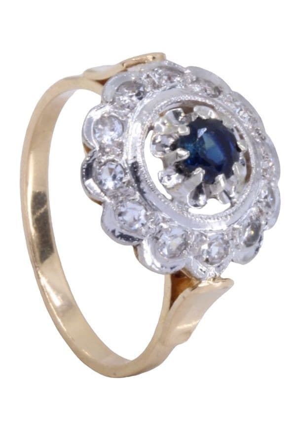 BAGUE MARGUERITE SAPHIR ET DIAMANTS — vue 5