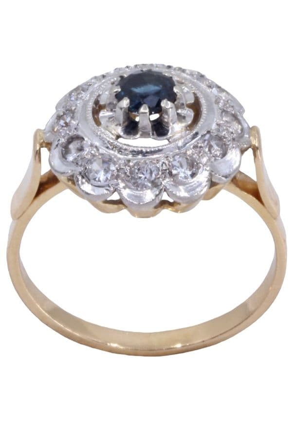BAGUE MARGUERITE SAPHIR ET DIAMANTS — vue 1