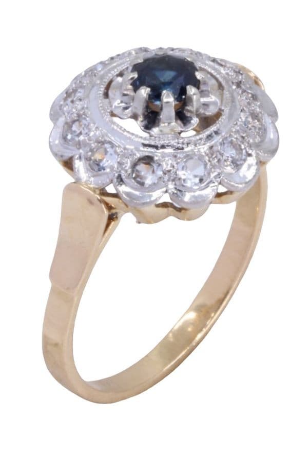 BAGUE MARGUERITE SAPHIR ET DIAMANTS — vue 4
