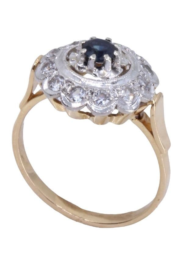 BAGUE MARGUERITE SAPHIR ET DIAMANTS — vue 6