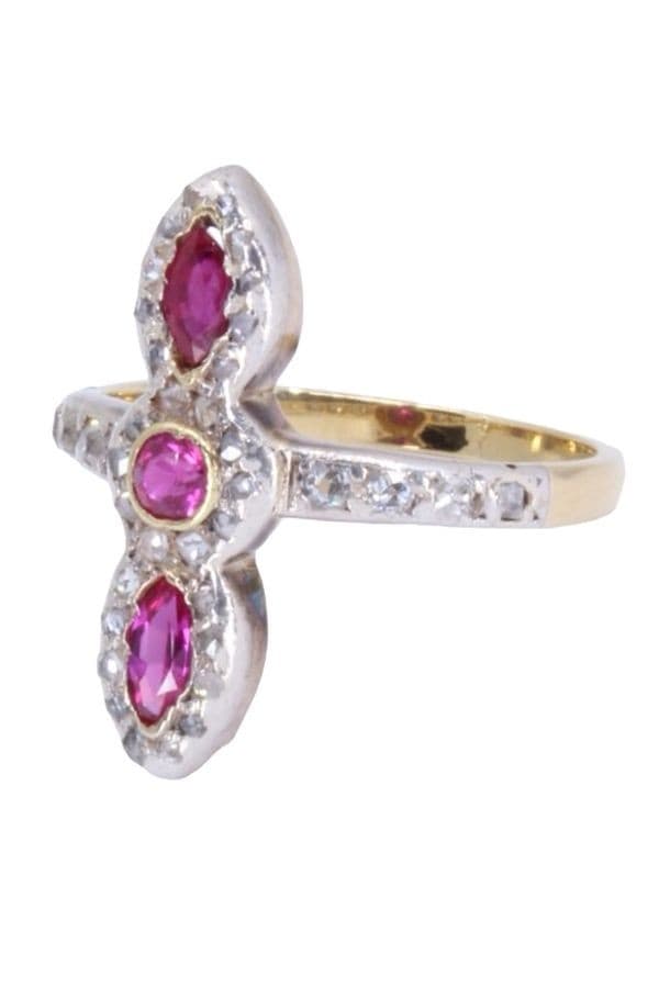 BAGUE ART-NOUVEAU RUBIS ET DIAMANTS — vue 6