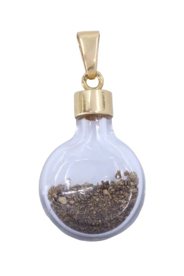 PENDENTIF FIOLE PÉPITES D'OR — vue 1