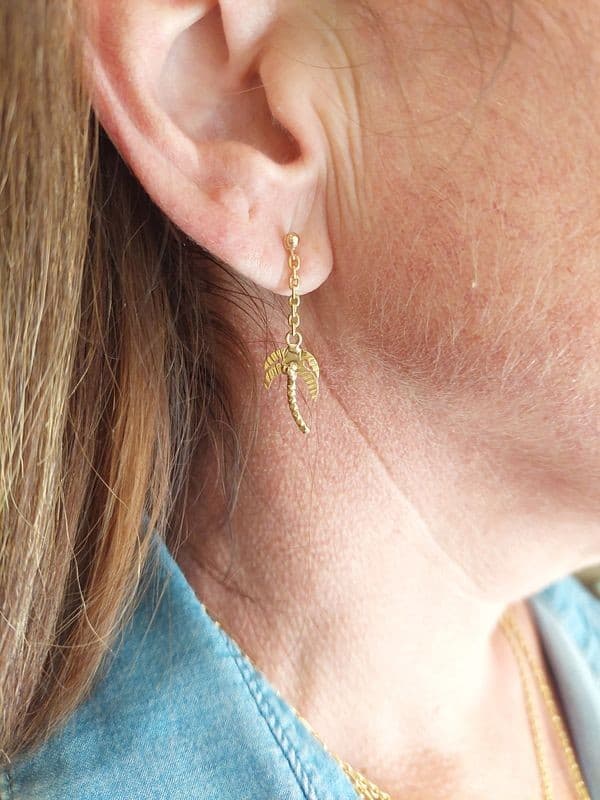 BOUCLES D'OREILLES PENDANTES PALMIERS — vue 2