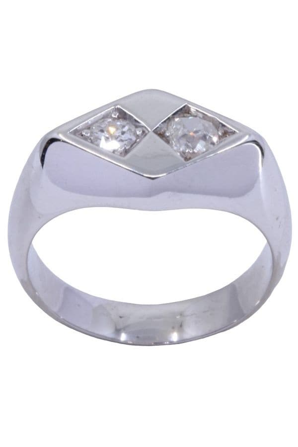 CHEVALIÈRE ANCIENNE DIAMANTS — vue 1
