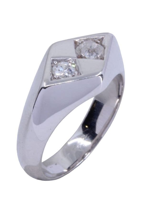CHEVALIÈRE ANCIENNE DIAMANTS — vue 3