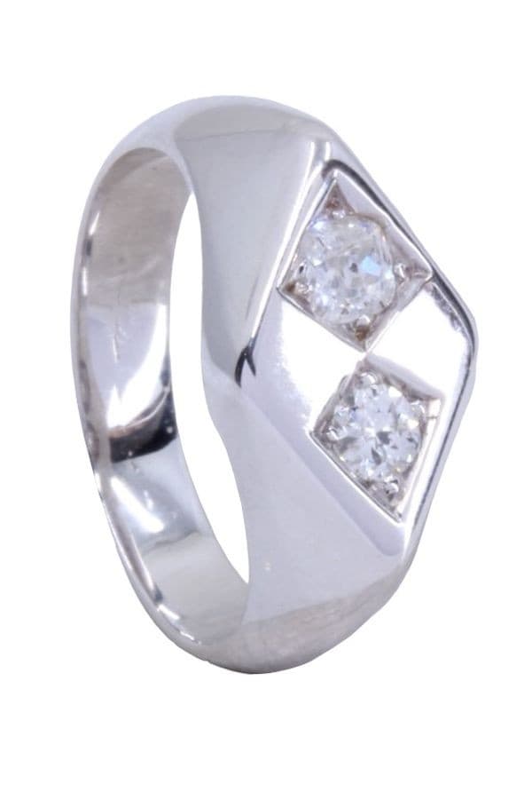 CHEVALIÈRE ANCIENNE DIAMANTS — vue 4