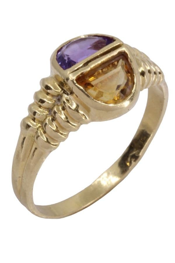 BAGUE ANCIENNE CITRINE ET AMÉTHYSTE — vue 3