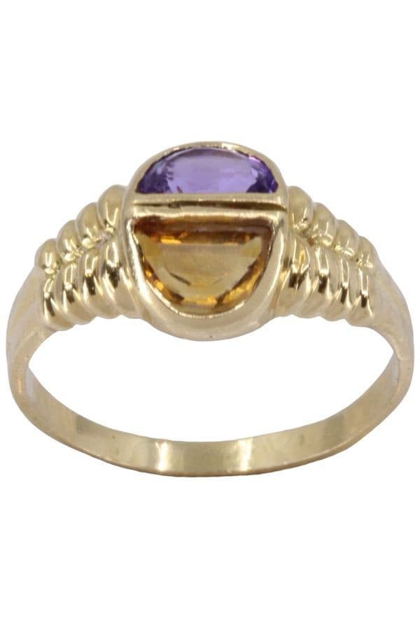 BAGUE ANCIENNE CITRINE ET AMÉTHYSTE — vue 1