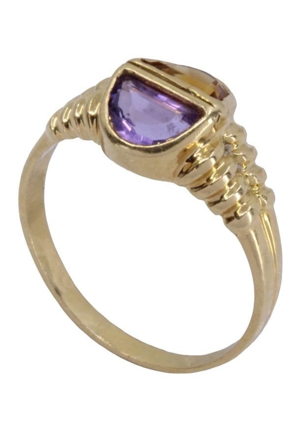 BAGUE ANCIENNE CITRINE ET AMÉTHYSTE — vue 4