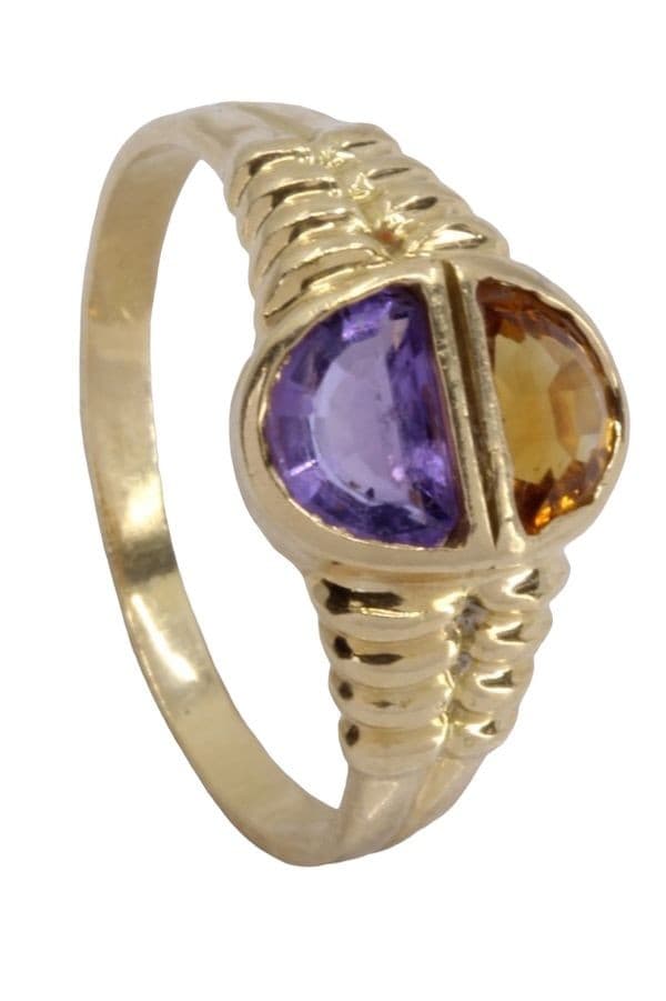 BAGUE ANCIENNE CITRINE ET AMÉTHYSTE — vue 5