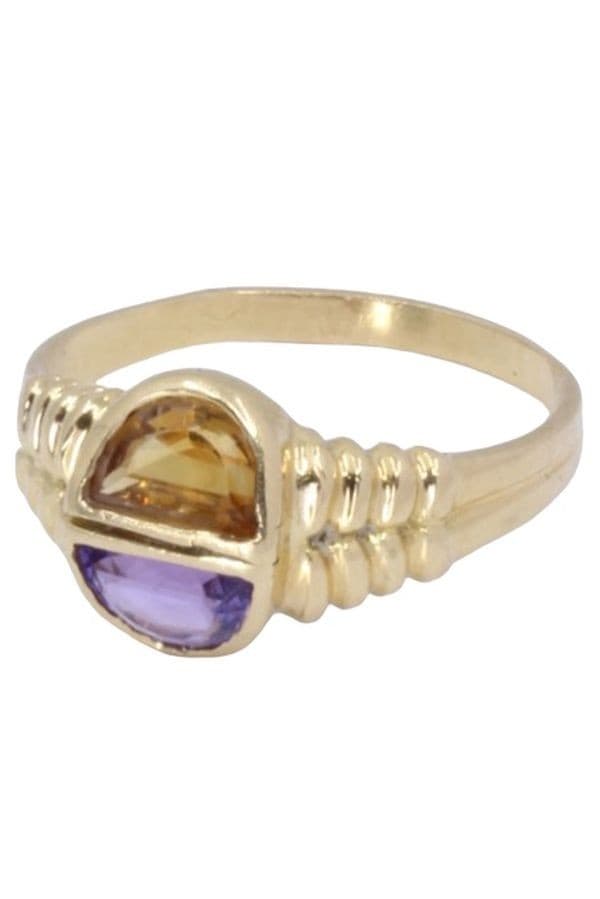 BAGUE ANCIENNE CITRINE ET AMÉTHYSTE — vue 6
