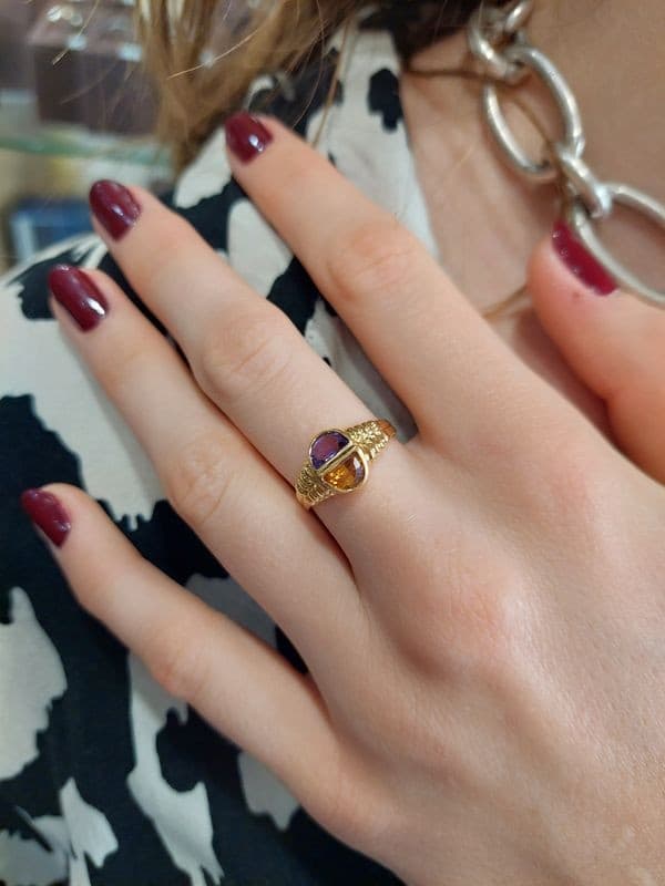 BAGUE ANCIENNE CITRINE ET AMÉTHYSTE — vue 2