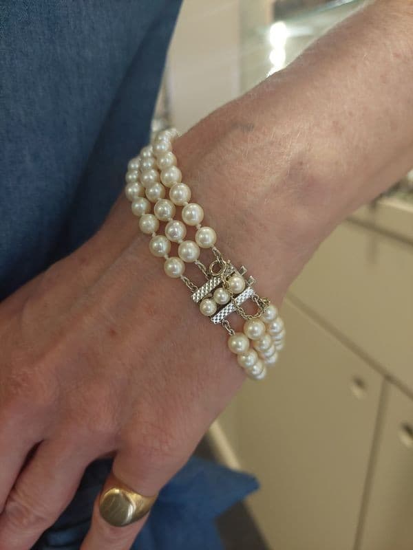 BRACELET 3 RANGS PERLES DE CULTURE — vue 2
