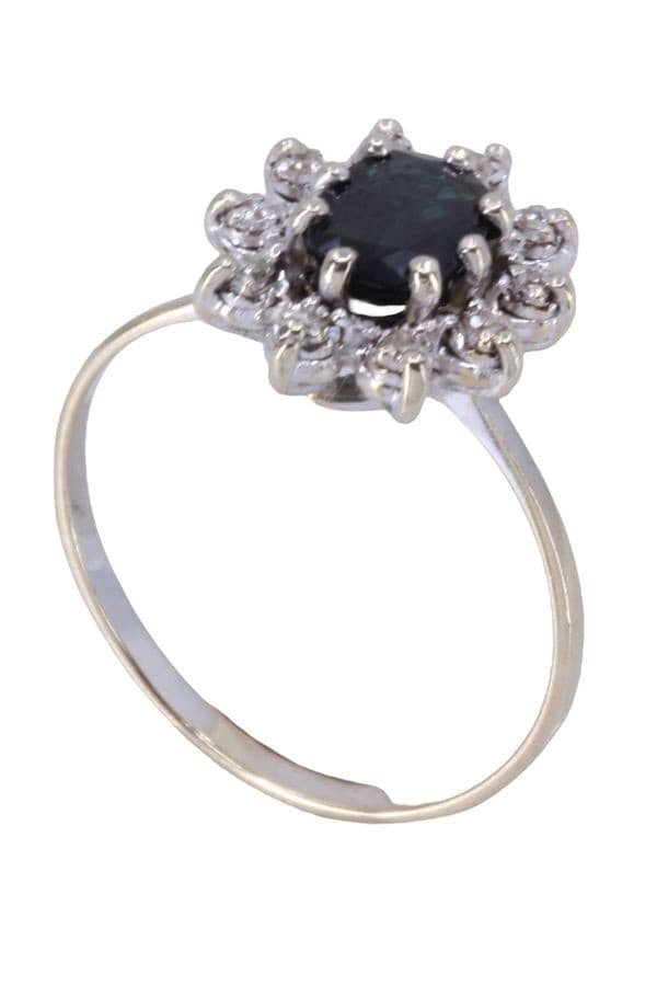 BAGUE MARGUERITE SAPHIR ET DIAMANTS — vue 5