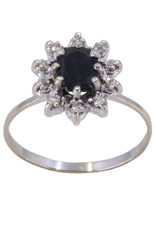 BAGUE MARGUERITE SAPHIR ET DIAMANTS — vue 1