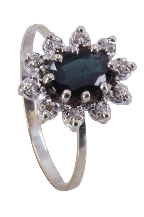 BAGUE MARGUERITE SAPHIR ET DIAMANTS — vue 4