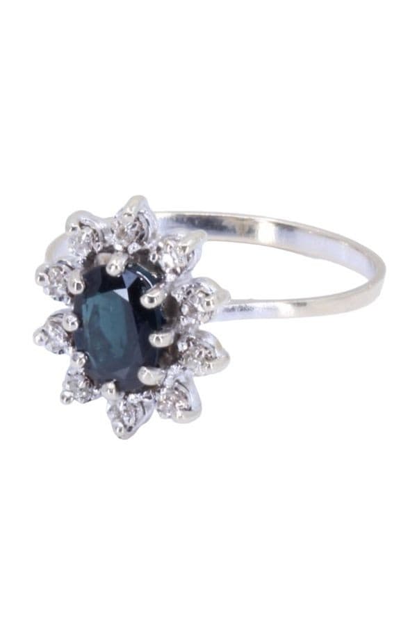 BAGUE MARGUERITE SAPHIR ET DIAMANTS — vue 3