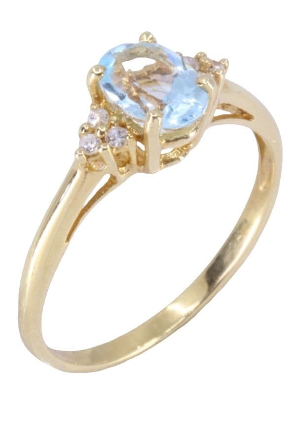 BAGUE AIGUE-MARINE ET DIAMANTS — vue 3