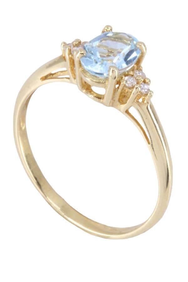 BAGUE AIGUE-MARINE ET DIAMANTS — vue 4