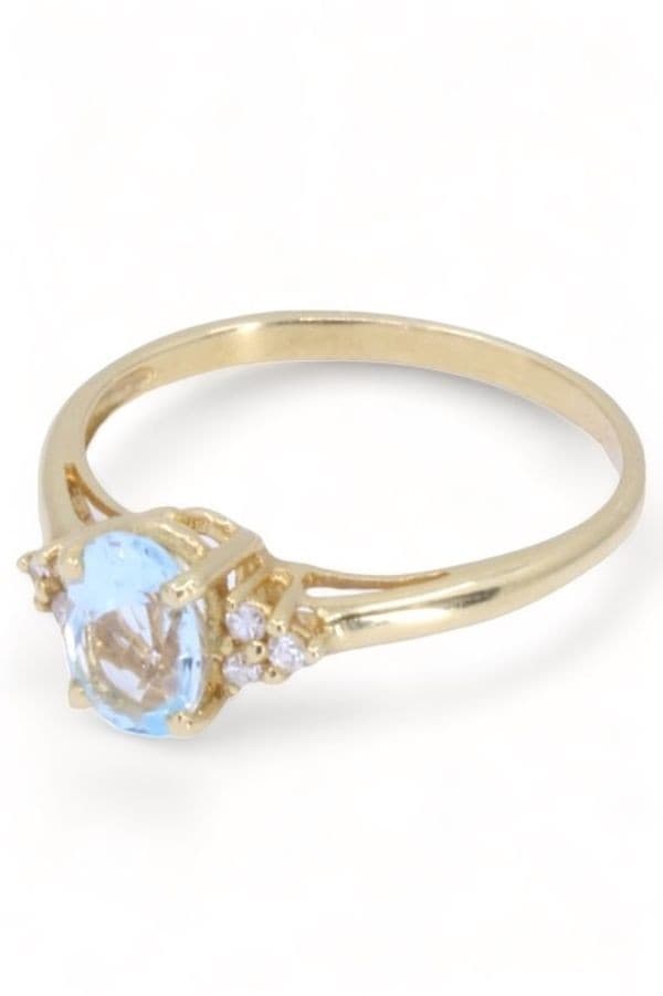 BAGUE AIGUE-MARINE ET DIAMANTS — vue 6