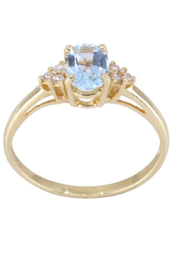 BAGUE AIGUE-MARINE ET DIAMANTS — vue 1