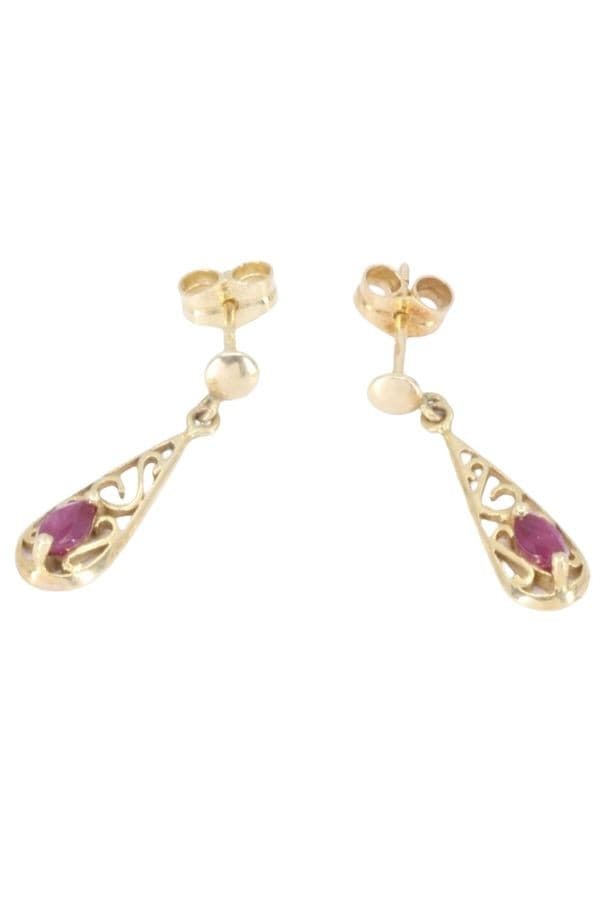BOUCLES D'OREILLES PENDANTES RUBIS — vue 3