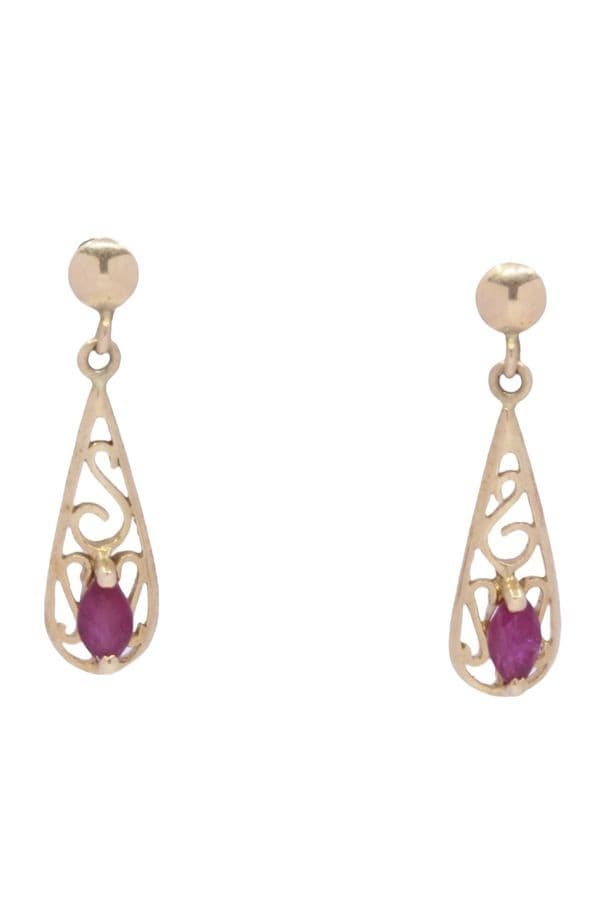 BOUCLES D'OREILLES PENDANTES RUBIS — vue 1