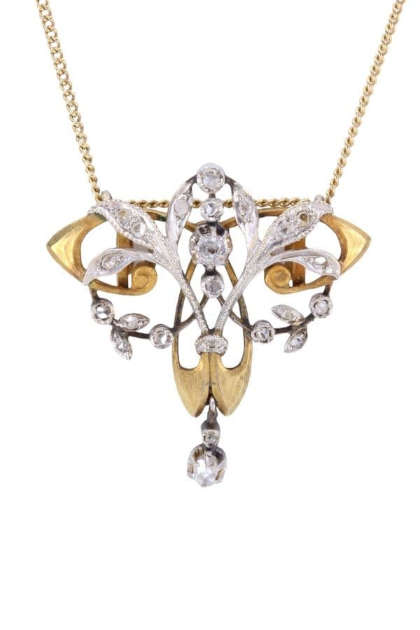COLLIER ART-NOUVEAU DIAMANTS — vue 3