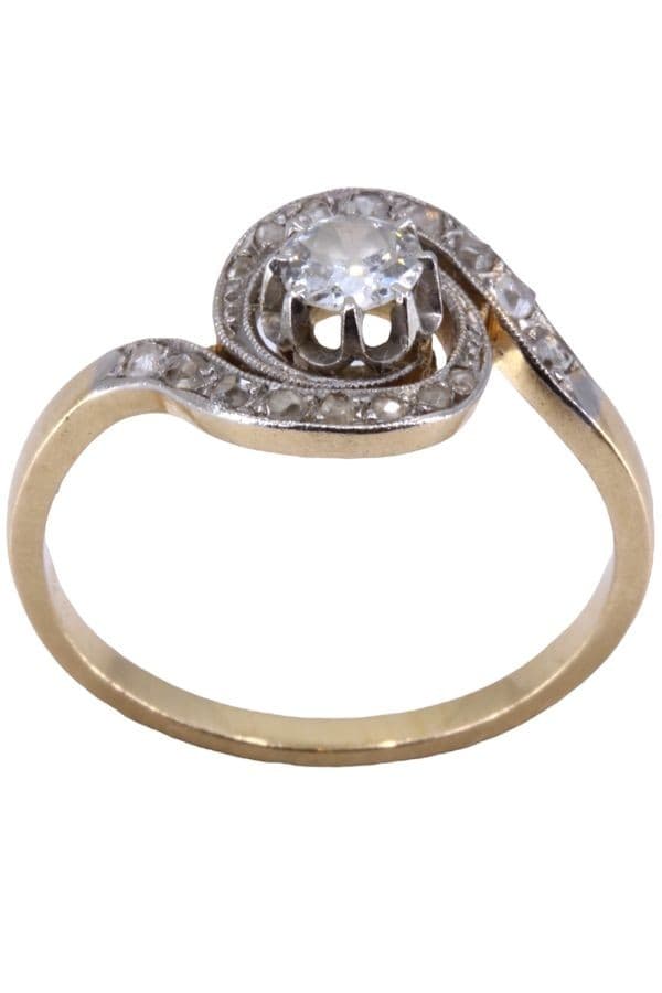 BAGUE TOURBILLON DIAMANTS ART-NOUVEAU — vue 1