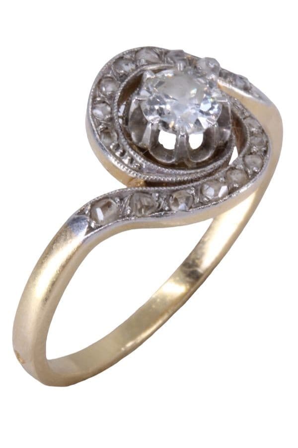 BAGUE TOURBILLON DIAMANTS ART-NOUVEAU — vue 3