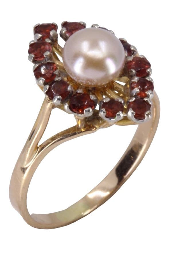 BAGUE PERLE ET GRENATS — vue 3