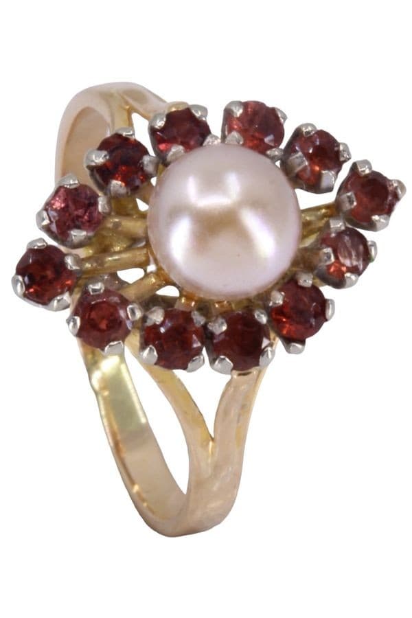 BAGUE PERLE ET GRENATS — vue 4
