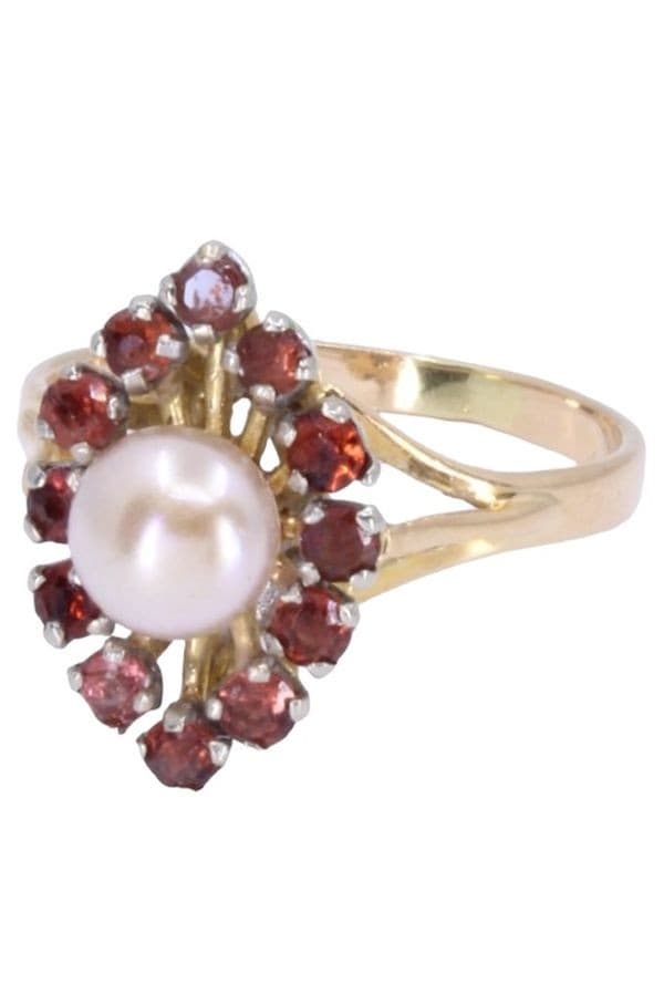 BAGUE PERLE ET GRENATS — vue 5
