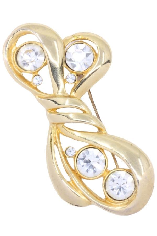 BROCHE FANTAISIE NŒUD STRASS — vue 1