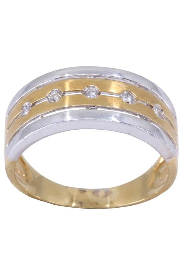 BAGUE 2 ORS DIAMANTS — vue 1