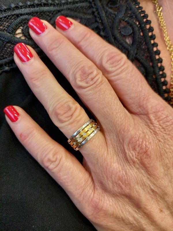 BAGUE 2 ORS DIAMANTS — vue 2