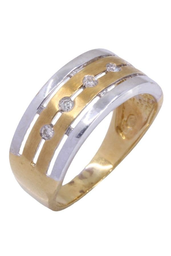 BAGUE 2 ORS DIAMANTS — vue 4