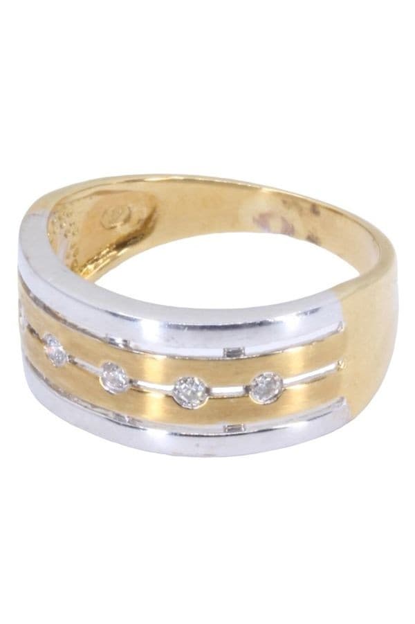 BAGUE 2 ORS DIAMANTS — vue 3