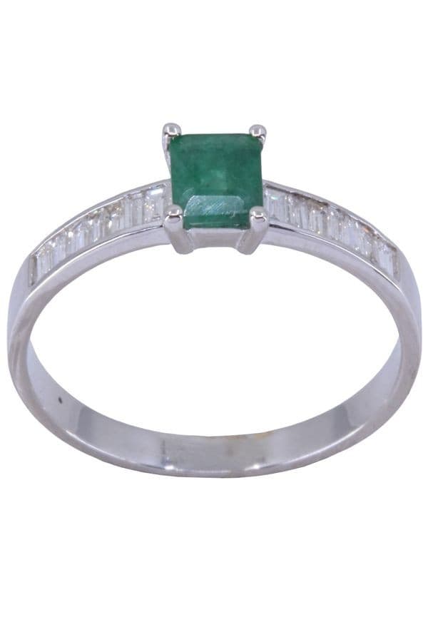 BAGUE ÉMERAUDE ET DIAMANTS — vue 1