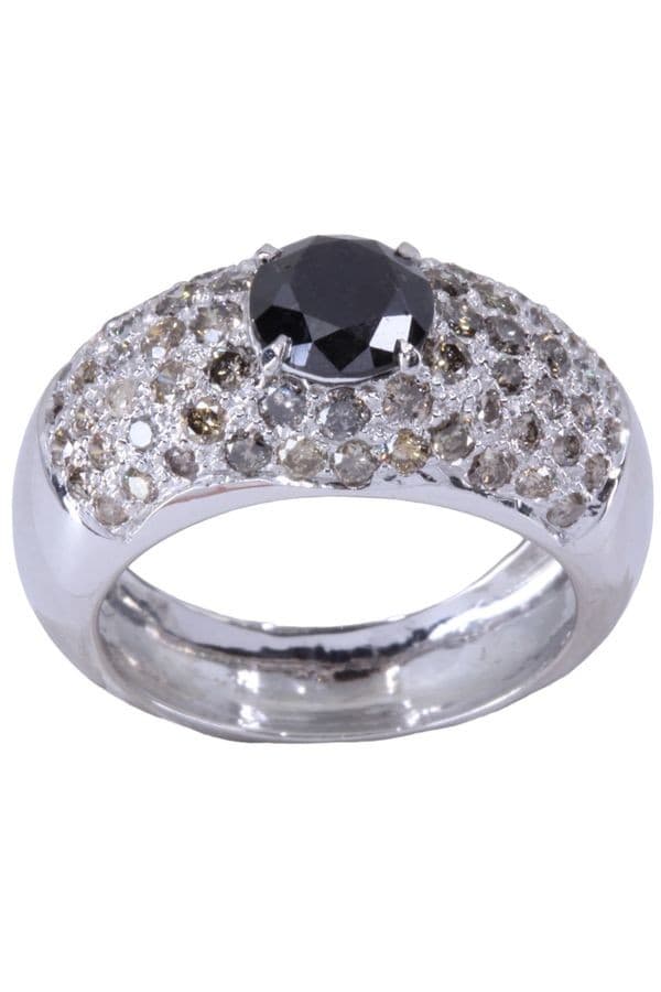 BAGUE MODERNE DIAMANT NOIR — vue 1