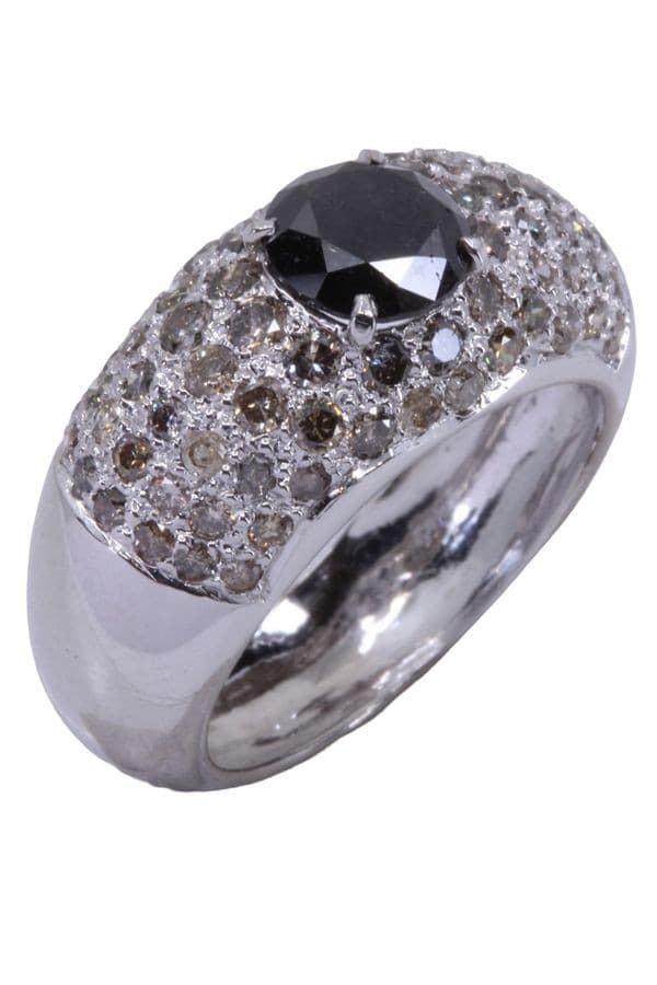 BAGUE MODERNE DIAMANT NOIR — vue 5