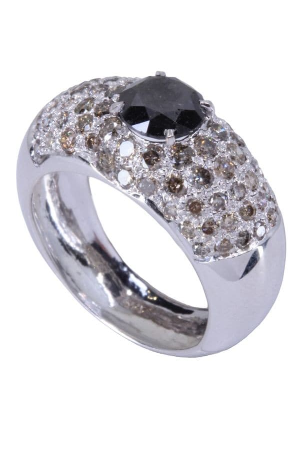 BAGUE MODERNE DIAMANT NOIR — vue 3