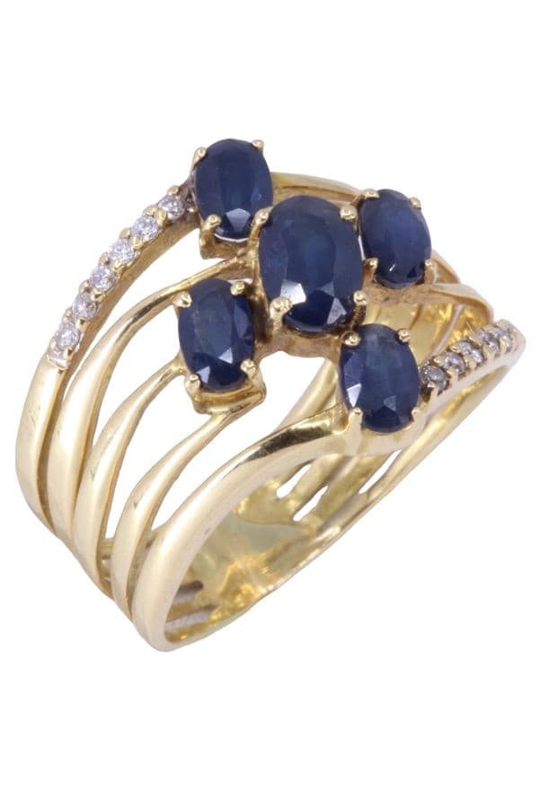 BAGUE MODERNE SAPHIRS ET DIAMANTS — vue 3
