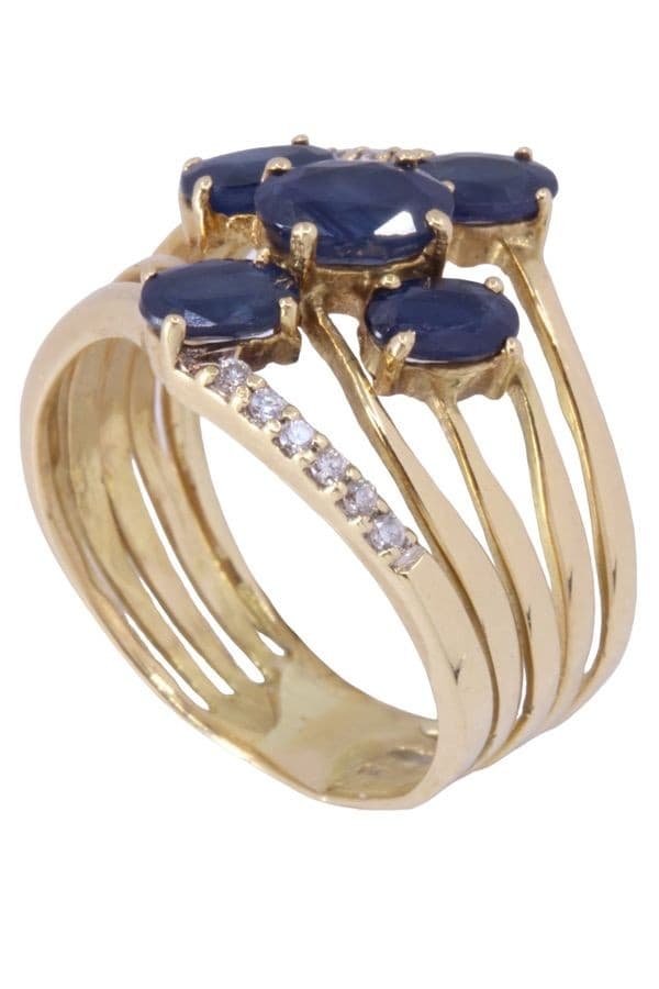 BAGUE MODERNE SAPHIRS ET DIAMANTS — vue 5